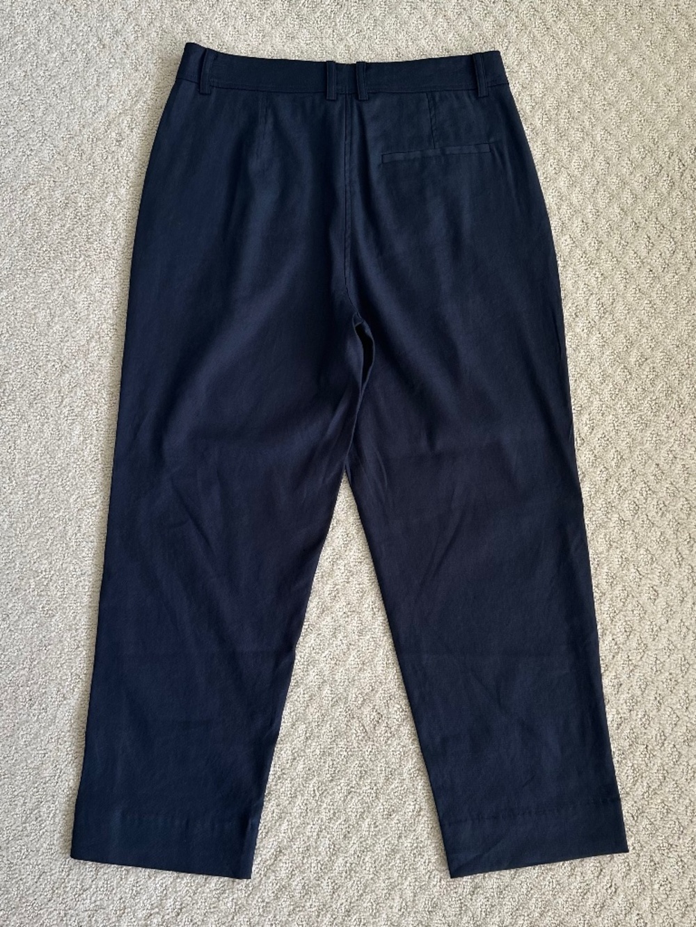 The Reset Slouchy Crop Pleated Trouser Navy Small Linen Blend Relaxed Office NWT - Picture 8 of 12